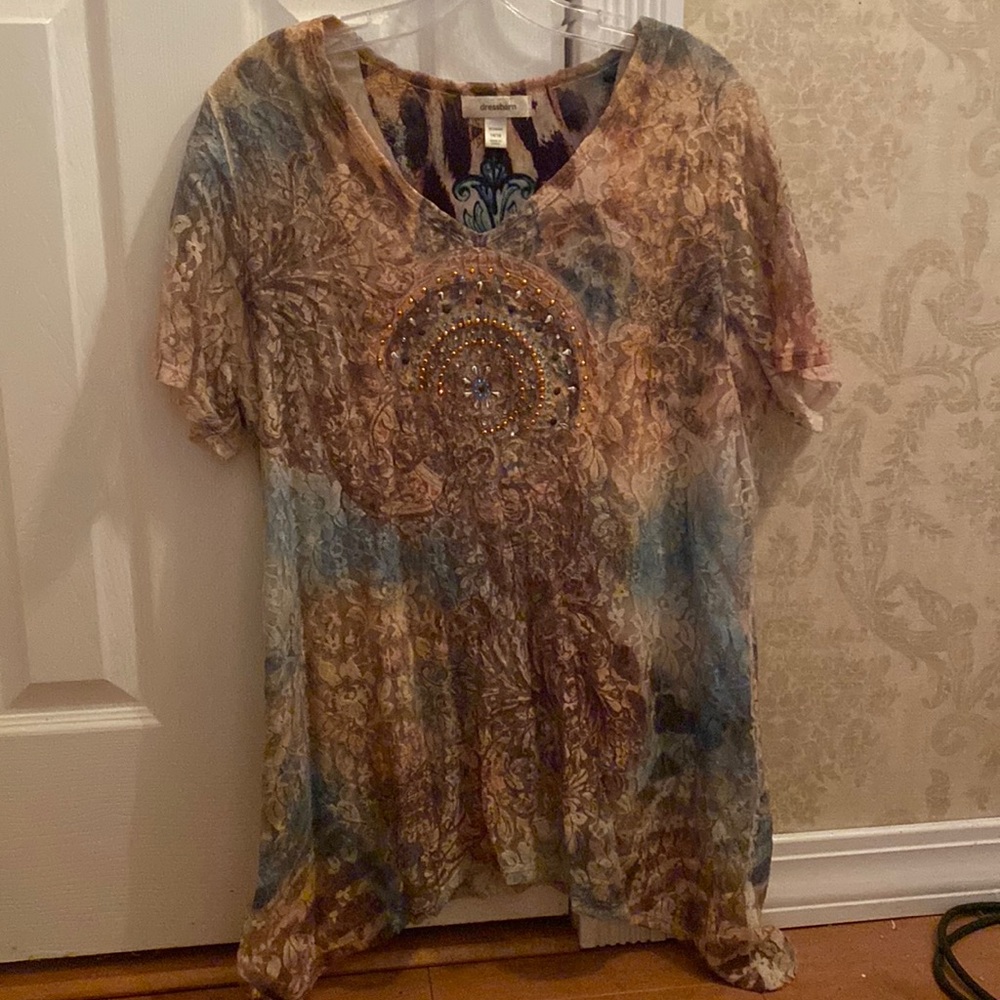 Dress Barn Women’s 14/16 Short Sleeve Multicolor Blouse